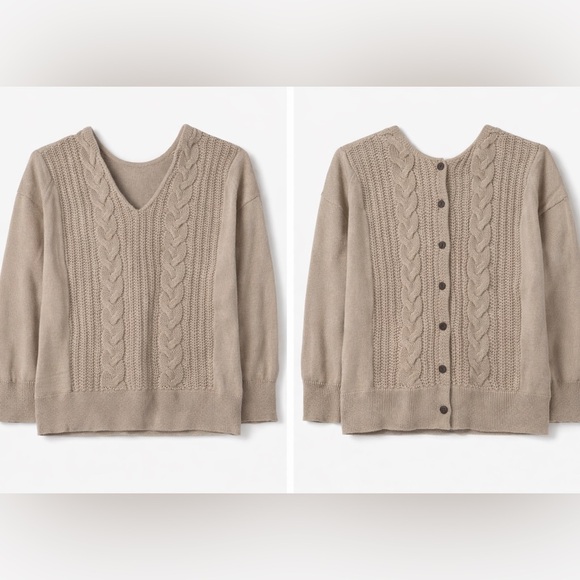 The Limited Beige Cable Knit V-Neck Sweater - Picture 2 of 7